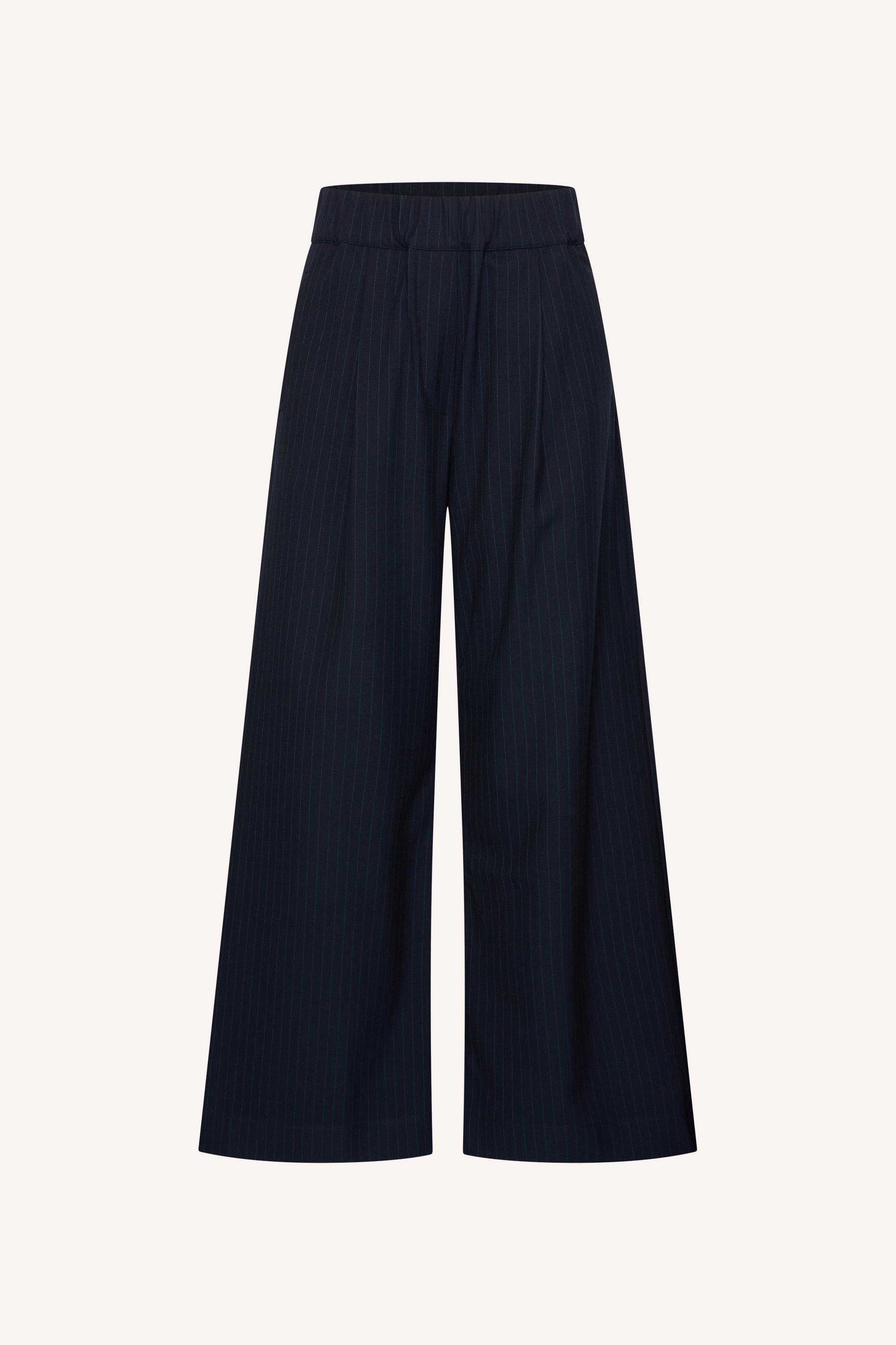 By-Bar Benji Pine Stripe Pants Damen High Waist Hose dunkelgrün